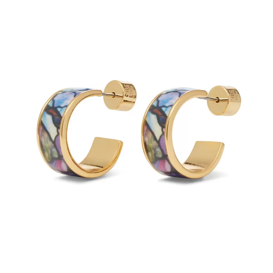 The Met Store Earrings*Magnolias and Irises Enamel Hoop Earrings