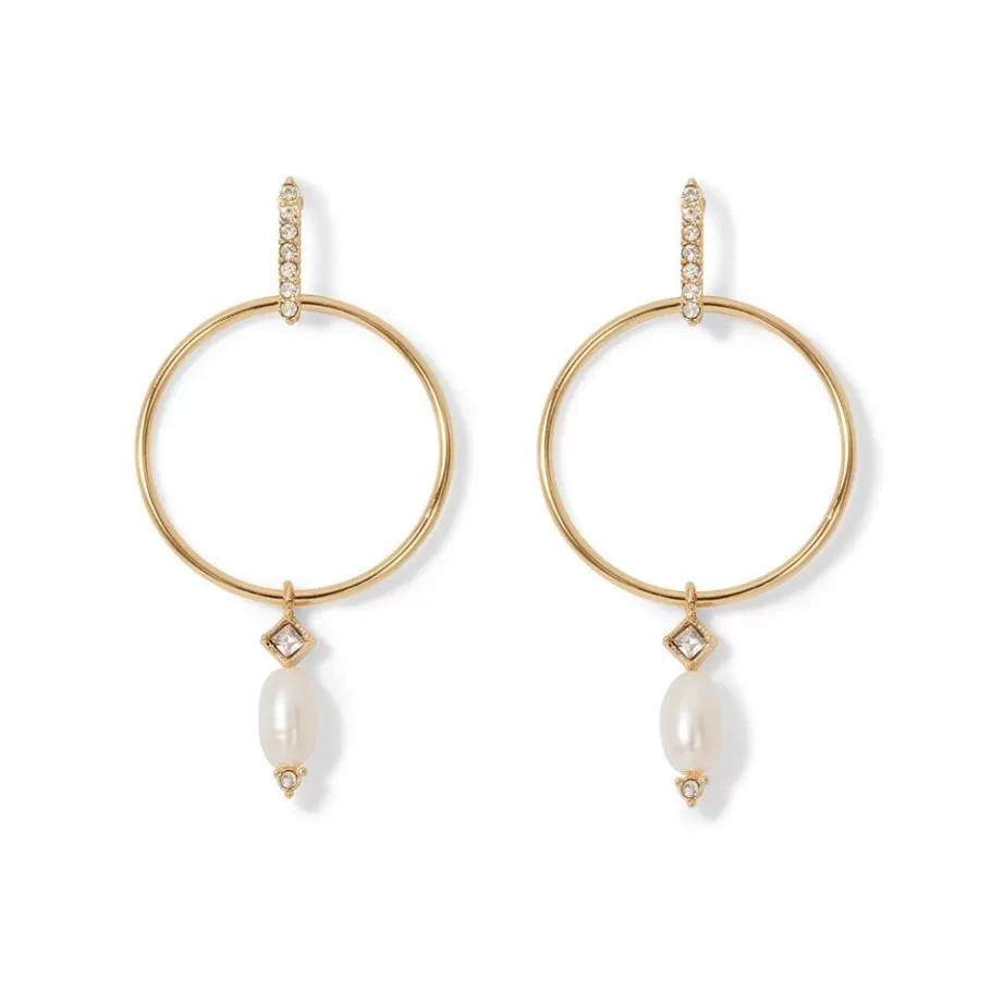 The Met Store Earrings*Royal Tudor Forward-Facing Hoop Earrings with Pearl Drops