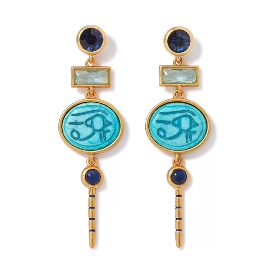 The Met Store Earrings*Wedjat Eye Scarab Drop Earrings