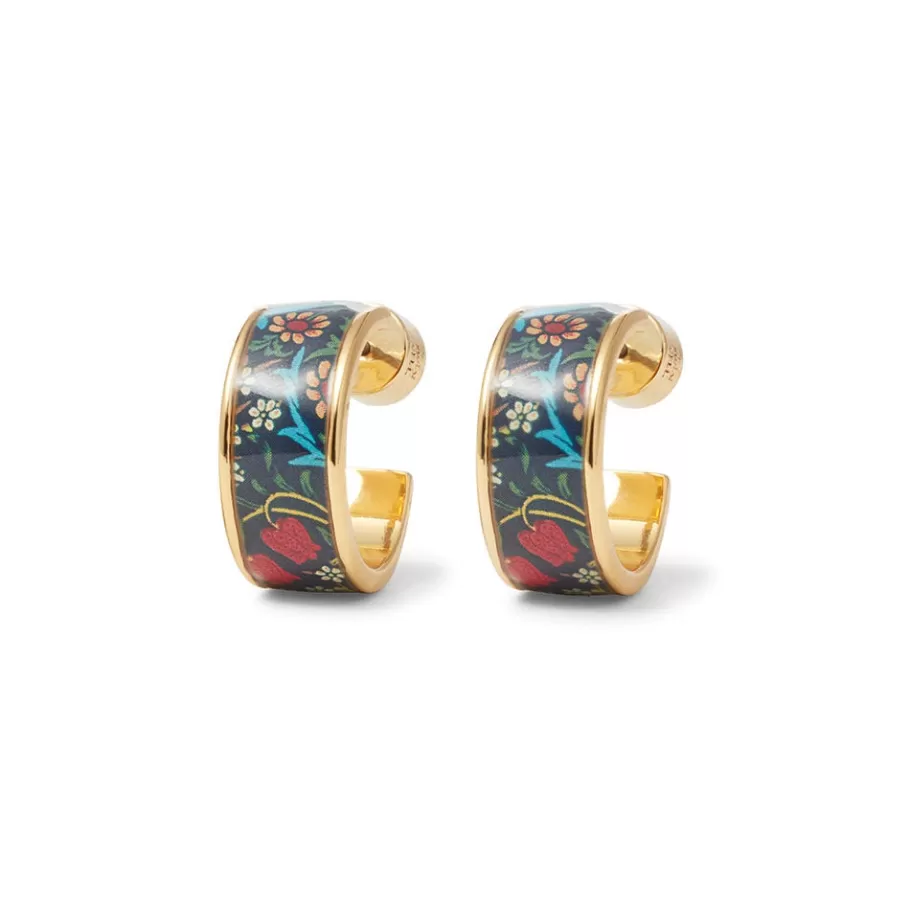 The Met Store Earrings*William Morris Blackthorn Enamel Hoop Earrings