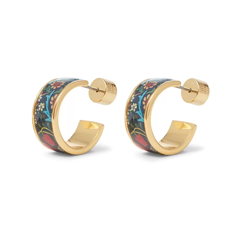 The Met Store Earrings*William Morris Blackthorn Enamel Hoop Earrings